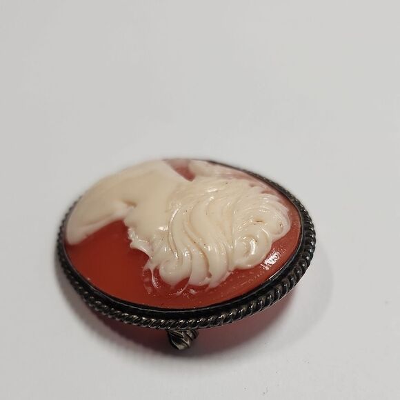 Sterling Silver 925 Cameo Vintage Brooch - Picture 6 of 8